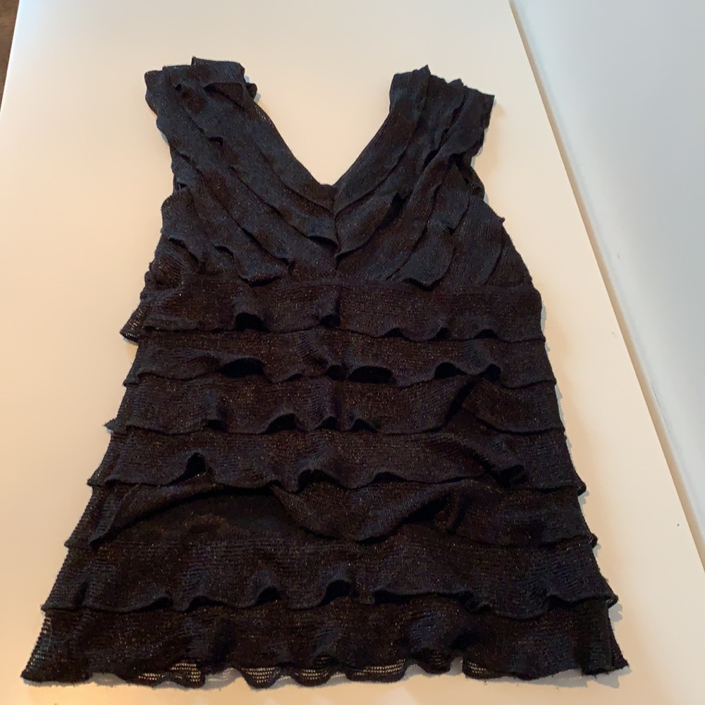 Studio M black ruffled top size L